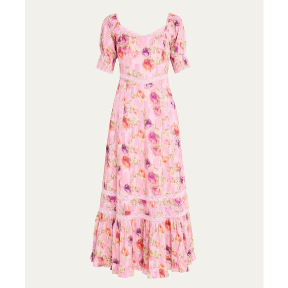LoveShackFancy Dresses & Skirts - LoveShackFancy Floral Lace Mariata Maxi Dress In Wild Pink Rose Size 6 New